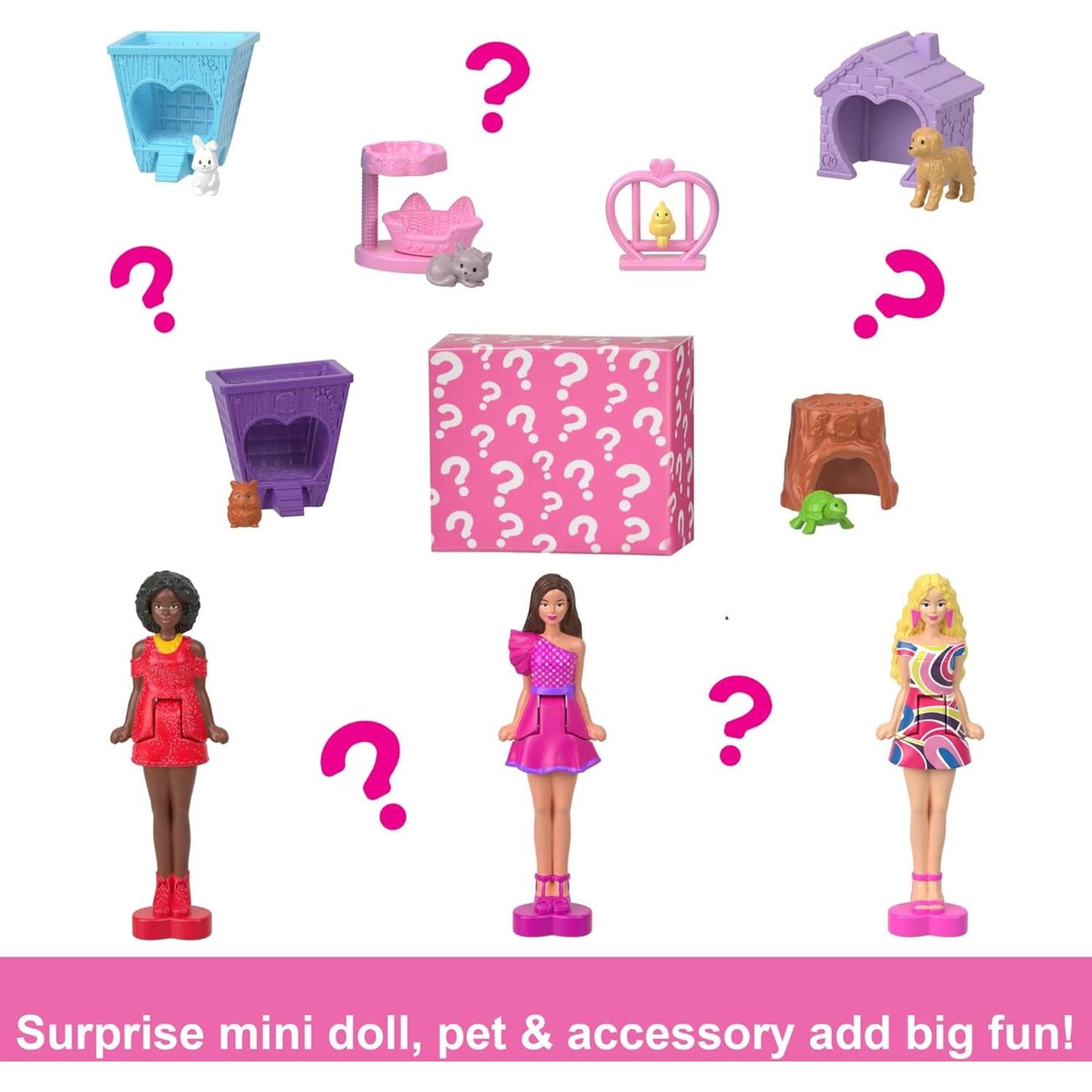Mini BarbieLand Doll House Sets Mini Dreamhouse with Surprise Doll - Pink